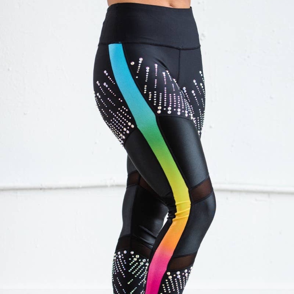 Rebel Athletic Rainbow/Multi-Colored Criss Cross Leggings